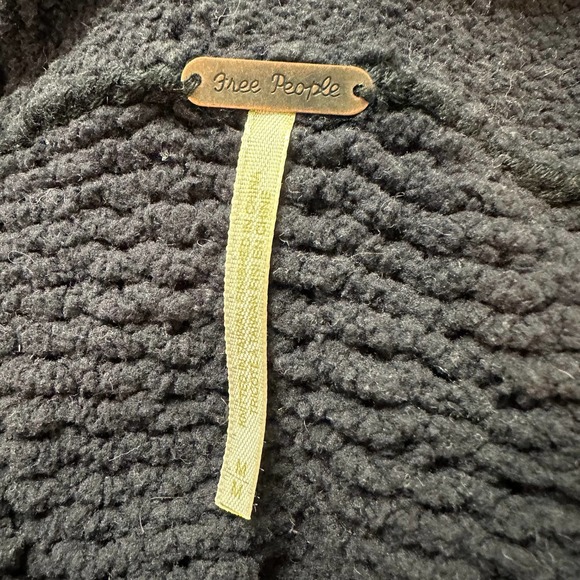 Free People Be Yours Cowl Neck Sweater Balloon Sleeve Chunky Boxy Cropped Black - Picture 11 of 14